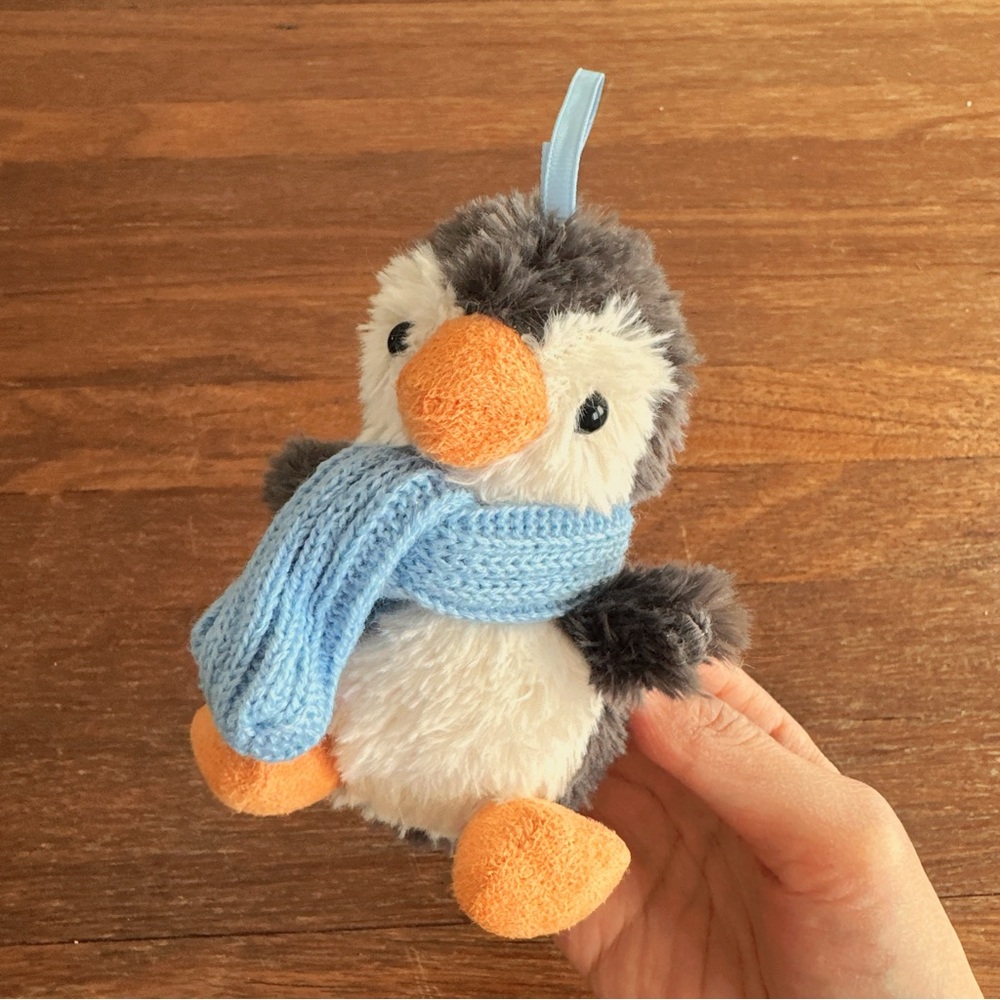Cute Penguin Plush Keychain Blue Scarf Kawaii Mini Stuffed Animal Bag Charm New